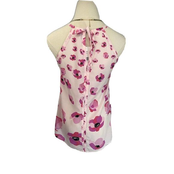 Cabi Pink Tank Top Floating Poppies Floral Tie Back Halter New - Picture 5 of 15